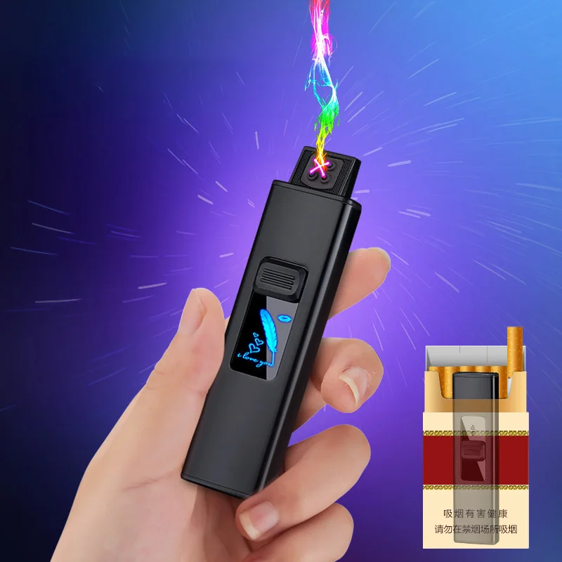 Новинка USB заряжаемая ветрозащитная двойная дуговая зажигалка, Электронная зажигалка с сенсорным датчиком отпечатков пальцев, классные зажигалки|Аксессуары для сигарет| | АлиЭкспресс