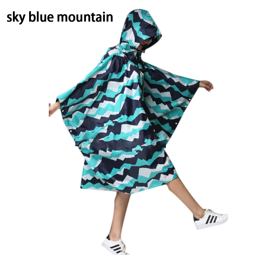 sky blue mountain EVA Взрослый дождевик Женский Стильный дождевик водонепроницаемый дождевик пончо плащ с капюшоном для пеших прогулок и туров модный дождевик - Цвет: sky blue mountain