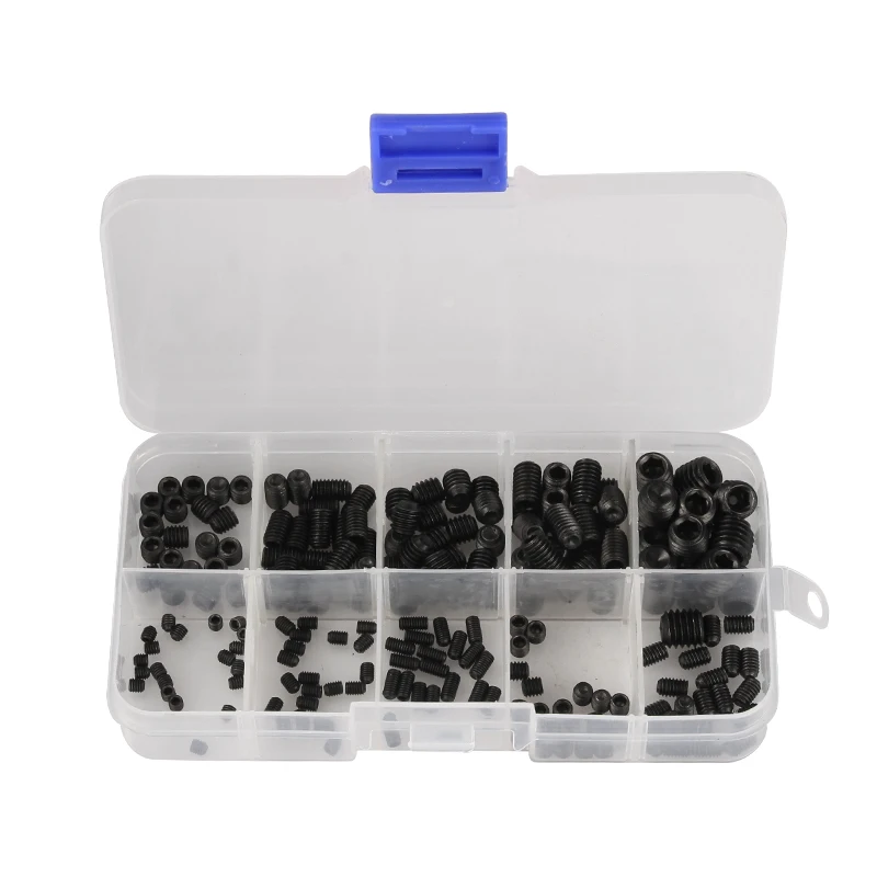 

200Pcs 304 Stainless Steel Grub Screws Hex Socket Screw Assortment Kit M3/M4/M5/M6/M8