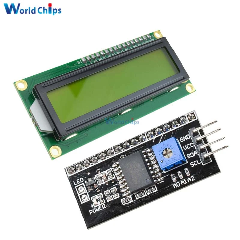 Yellow Display IIC/I2C/TWI/SP​​I Serial Interface 1602 16X2 LCD Module TOP