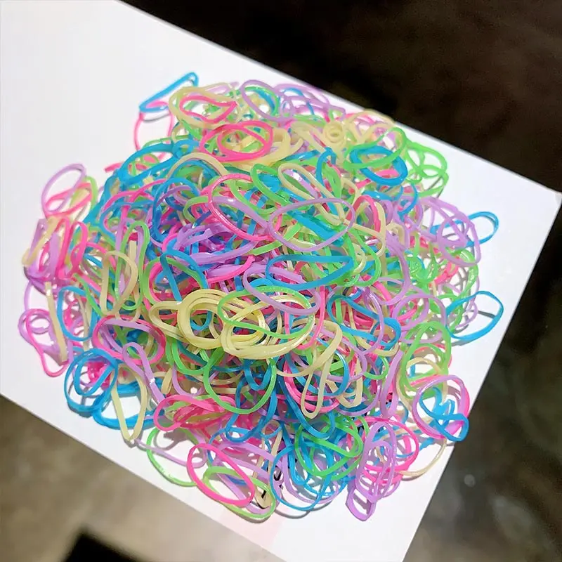 Hair Bands Candy Color Ponytail Holder Elastic Girls Scrunchies Colourful 1000pcs/Pack Rubber Band Cute Ring | Аксессуары для