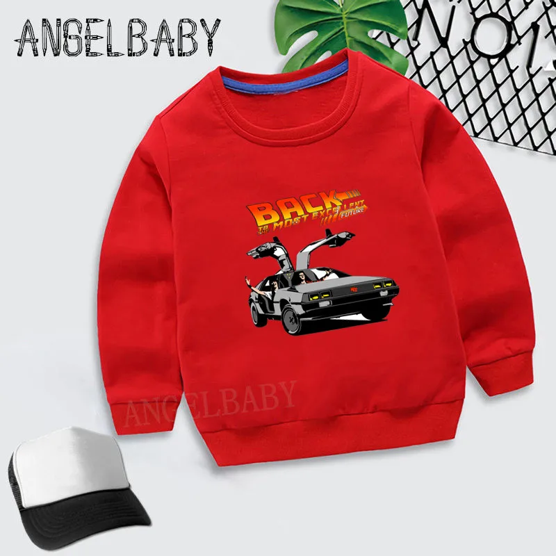 DMC Delorean/Детские толстовки с капюшоном «снова в будущее» детские осенние Топы, хлопковая одежда для малышей свитер для мальчиков и девочек, KYT2260