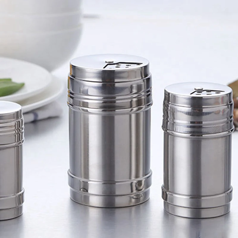 Multifuntional High Quality Kitchen Stainless Steel Seasoning Jar Pepper Spice Salt Shaker Rotating Cover