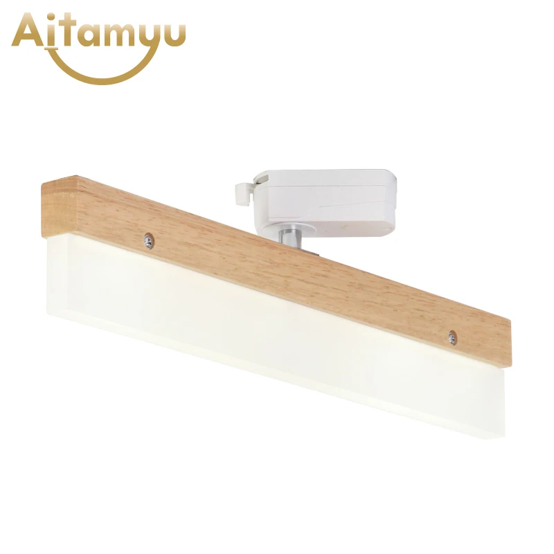 Lamparas de techo Nordic Wood LED Ceiling Lamp for Bedroom Modern Kitchen Rotating Track Hanging Lighting Fixture