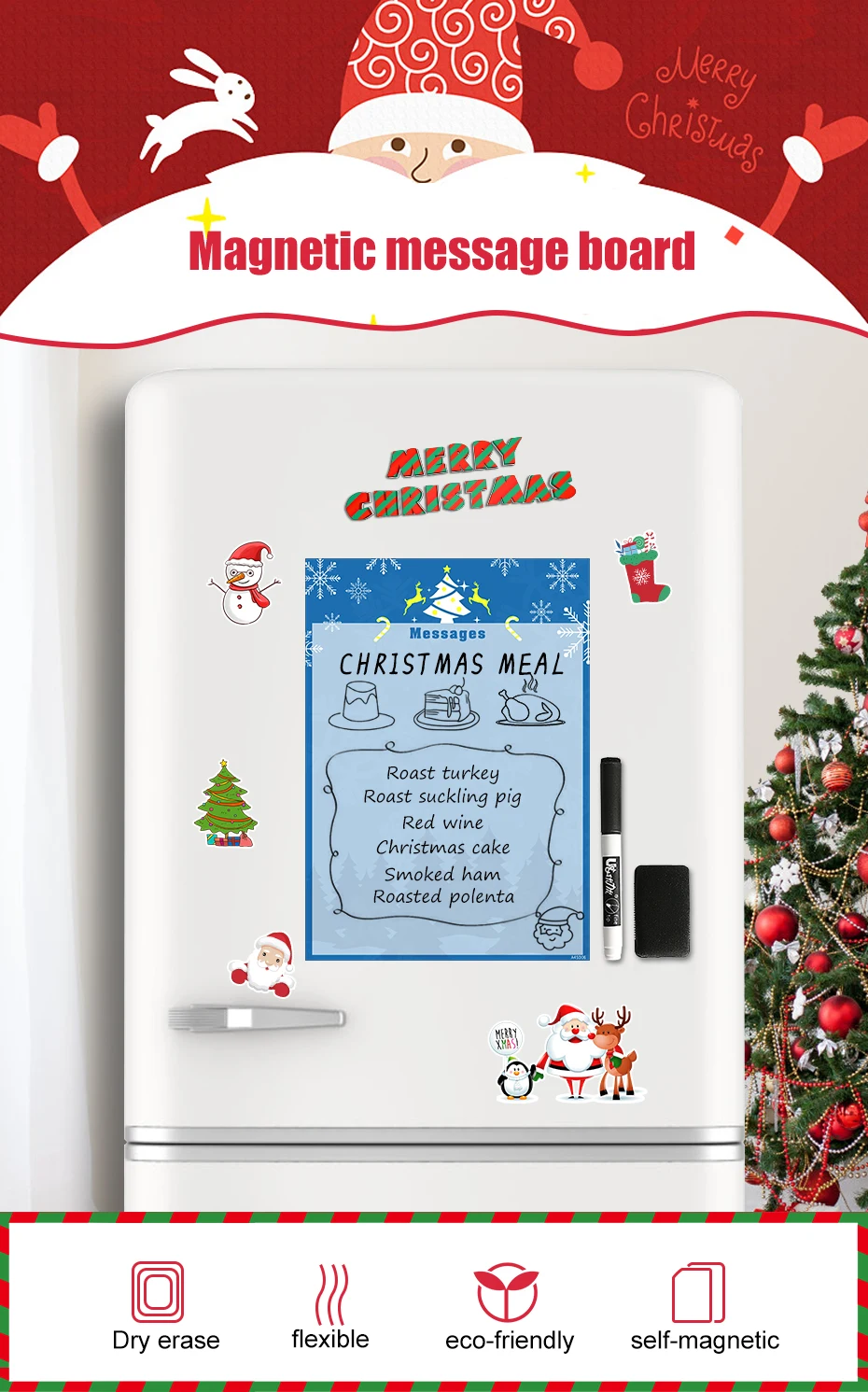 A4 Гибкая Доска стикер для холодильника доска для рисования для детей Рождественский подарок магнитное письмо напоминание записывать