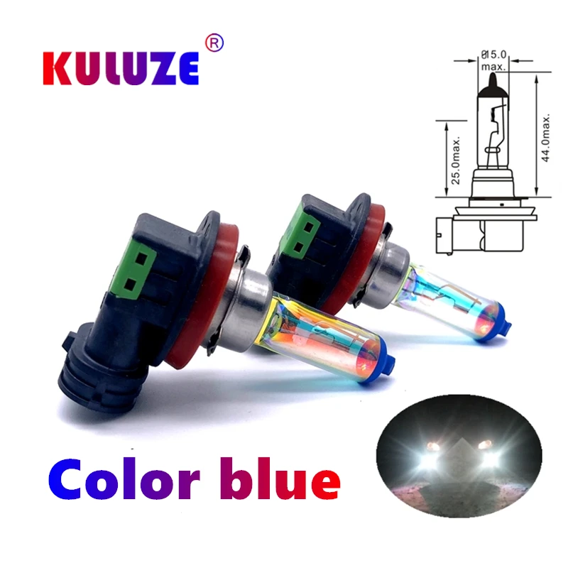 2 Pcs H11 Rainbow Blue Plasma PGJ9 2 Car Quartz Halogen Bulb Fog Lamp