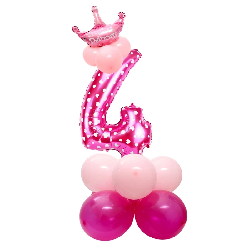Розовый латексные золотистые Фольга Звезда Воздушные шары с дизайном «сердце» Happy День рождения украшения дети баллон гелия 1st для маленьких девочек 1 2 3 4 5 6 7 8 9 - Цвет: pink 4