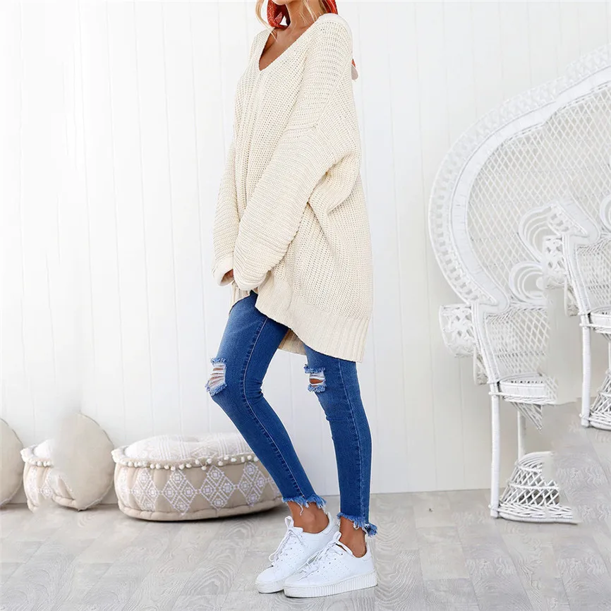 Sweaters Women Invierno 2019 Female Casual Long Sleeve V Neck Jumper Sweaters Blouse Tops Korean Autumn and Winter Sweater