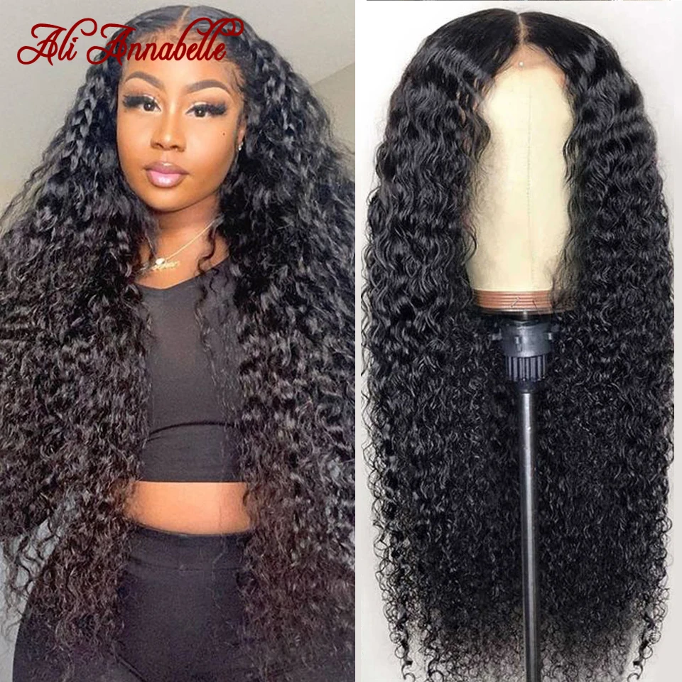 Wigs Human-Hair Curly Ali Annabelle Hairline Pre-Plucked 4x4