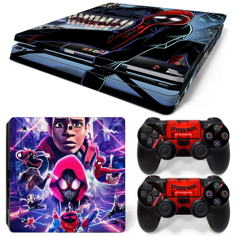 Marvel Spiderman Captain America Vinyl Skin Sticker for PS4 Slim Console and 2 Controllers Decal Cover Game Accessories