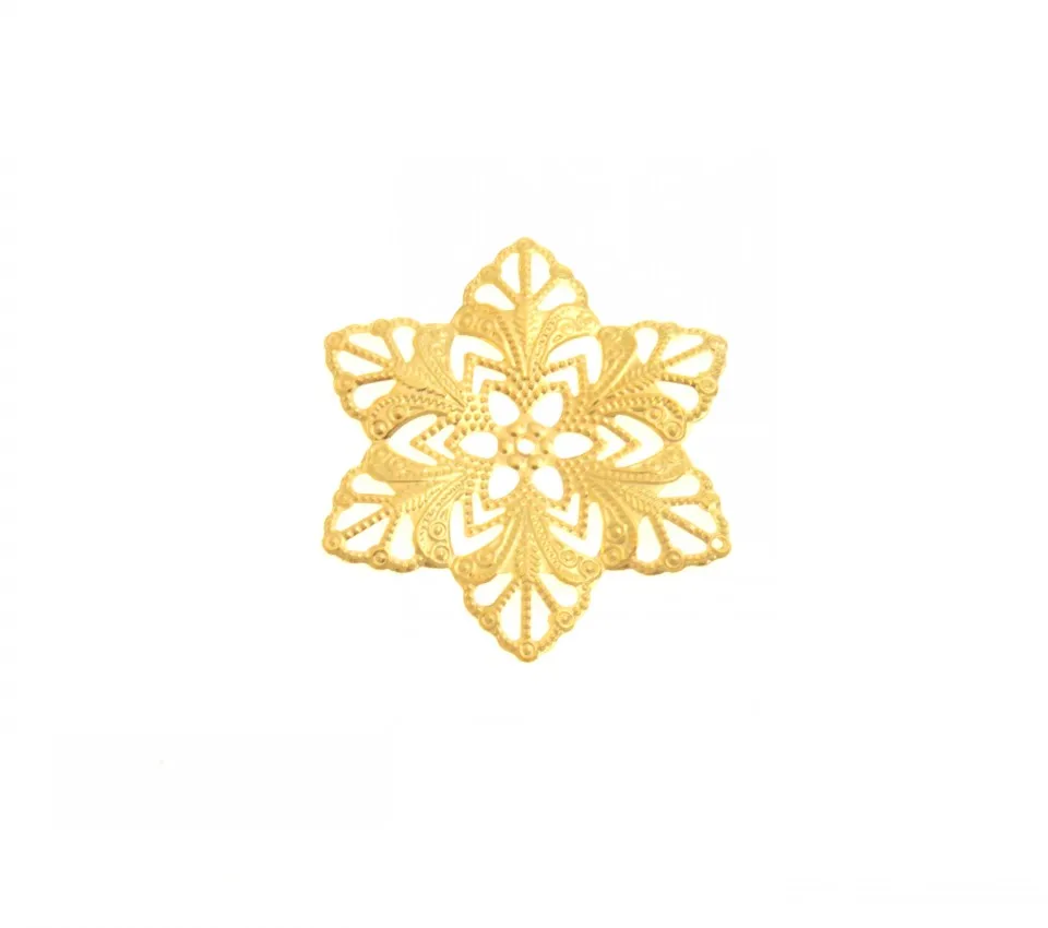 Free shipping Retail 5 Golden Filigree Flower Wraps Connectors Metal Crafts Gift Decoration DIY