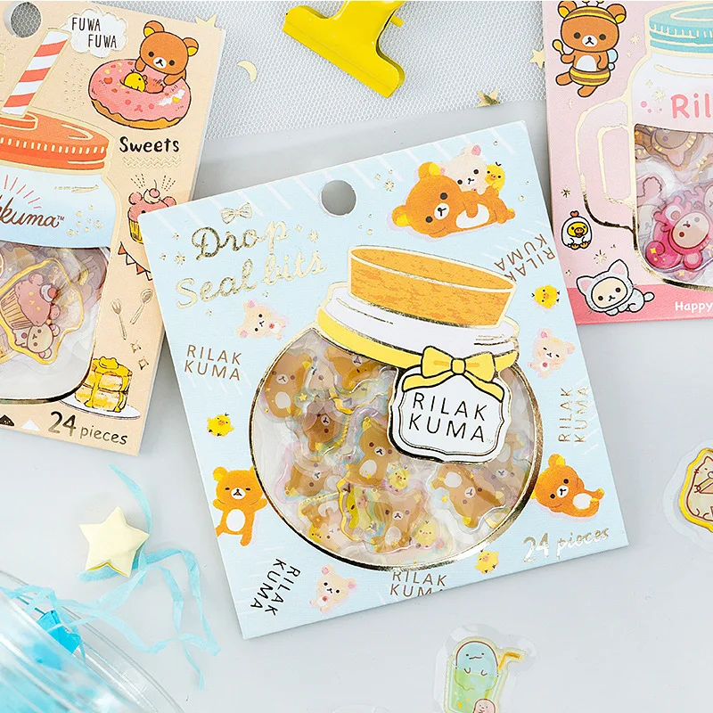 Rilakkuma Хрустальная капельница прозрачные дневные декоративные наклейки Скрапбукинг палочка этикетка канцелярские наклейки для дневника, альбома