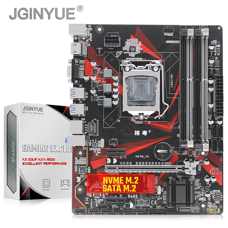 JGINYUE H97 материнская плата LGA 1150 для i3 i5 i7 Ксеон E3 процессор DDR3 32G 1333/1600 МГц памяти M.2