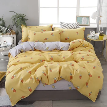 

Thumbedding Cartoon Carrots Bedding Set King Lovely Fashionable Duvet Cover Yellow Queen Full Twin Single Unique Design Bed Set