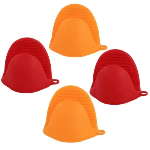 2 пар/уп. утолщенные силиконовые термостойкие перчатки зажим анти-обжиг микроволновая печь палец перчатки домашние Кухонные гаджеты Инструменты - Цвет: Red orange