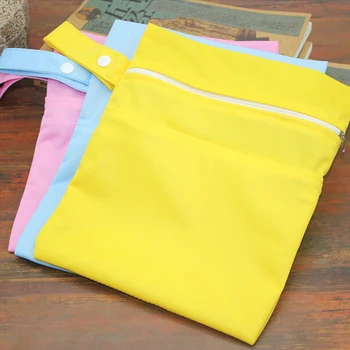 

Solid Reusable Baby Diaper Bags Double Zippered Wet/Dry Bag Waterproof Wet Cloth Diaper Stroller Hanging Outerdoor Diaper