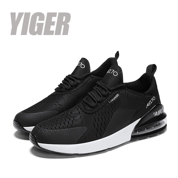YIGER Для мужчин спортивные туфли большие размеры Мужская повседневная обувь с сетчатым верхом беговые кроссовки, воздух подушка повседневные спортивные туфли мужские кроссовки 0350 - Цвет: black sneakers