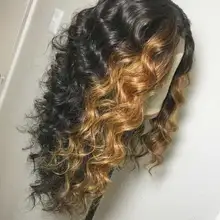Предварительно выщипанные 13X6 глубокая часть фронта шнурка человеческие волосы парик Омбре Выделите Бразильский Remy Свободные глубокая волна парик для черных женщин Atina
