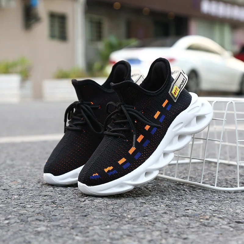 Fly Knit/детская повседневная обувь; кроссовки для бега для девочек; дышащая сетчатая обувь для мальчиков; амортизирующая Нескользящая детская обувь
