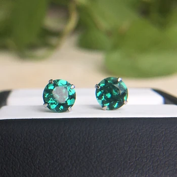 

CSJ natural amethyst or citrint green quartz Stud Sterling 925 Silver Earring Fine Jewelry Women Wedding Engagment Party gift