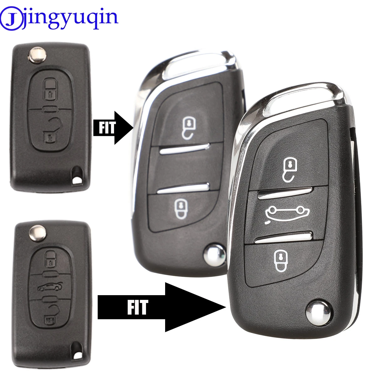 

2 Button Modified Flip Folding Key Shell Case For CITROEN C2 C3 C4 C5 C6 For Peugeot 207 307 308 407 807 CE536