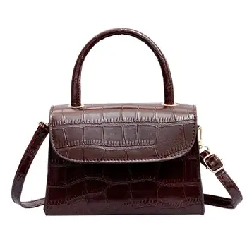

Woman Hundred Shoulder Bag Ladies Fashion Retro Simple Crocodile Tattoo Shoulder Strap Small Square Bag Handbag 2020 New