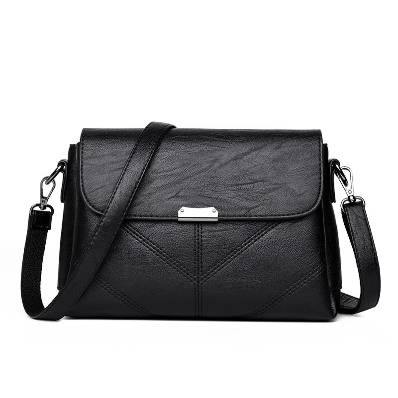 Женские кожаные сумки, дизайнерские женские роскошные сумки, высокое качество, сумка на плечо, женские сумки через плечо, Bolsa Feminina - Цвет: BLACK