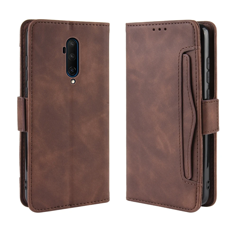 Для OnePlus 7T 7T Pro 7 Pro 7 Чехол из искусственной кожи чехол-кошелек с отделением для карт чехол для телефона Магнитный Флип-Стенд защитный чехол 1+ 7T - Цвет: Темно-коричневый