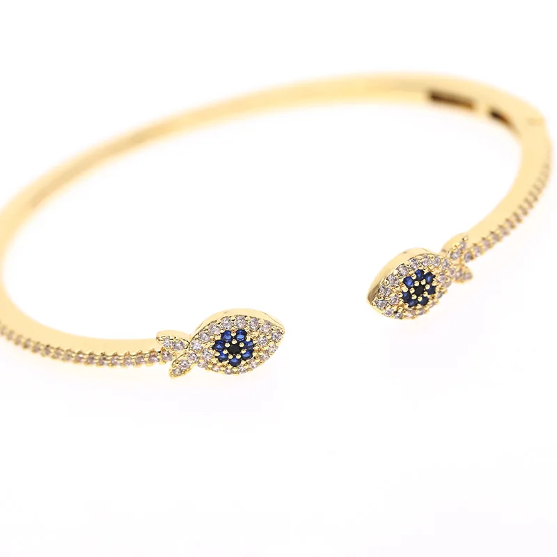 

European Fashion Lucky Pisces Open Bracelet Women Adjustable Pavé Crystal Simple Wristband Trend Wedding Jewelry Girlfriend Gift