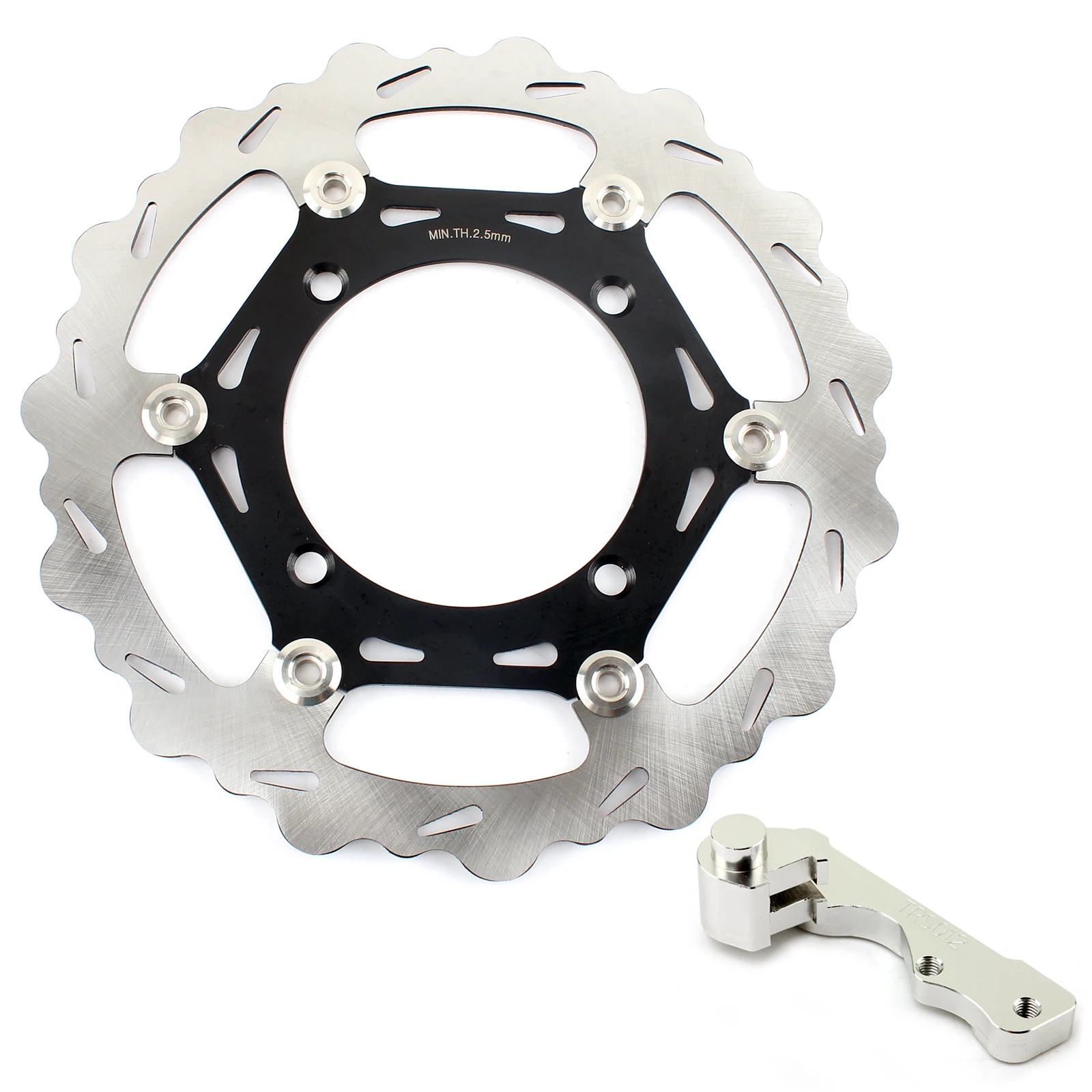 Black Sliver BIKINGBOY для Kawasaki KX 125 250 06 07 08 KX250F KX450F 06-17 16 KLX 450 R 2007- 270 мм передний тормозной диск поворотный кронштейн - Цвет: Black Sliver