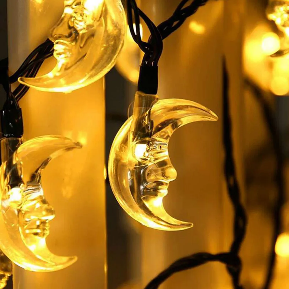 Bzoosio 4 м 30LED лунообразные солнечные наружные гирлянды вечерние для патио двора
