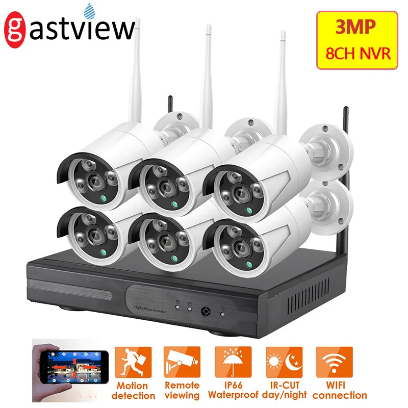 6CH 3MP IPPRO HD аудио беспроводной NVR комплект P2P Крытый Открытый ИК ночного видения