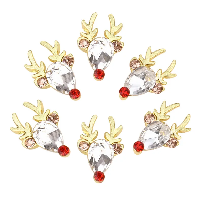10pcs Golden deer head manicure ornament charm nail rhinestone glass gemstone design DIY Christmas gift nail art decorations 575 10pcs Golden deer head manicure ornament charm nail rhinestone glass gemstone design DIY Christmas gift nail art decorations 575