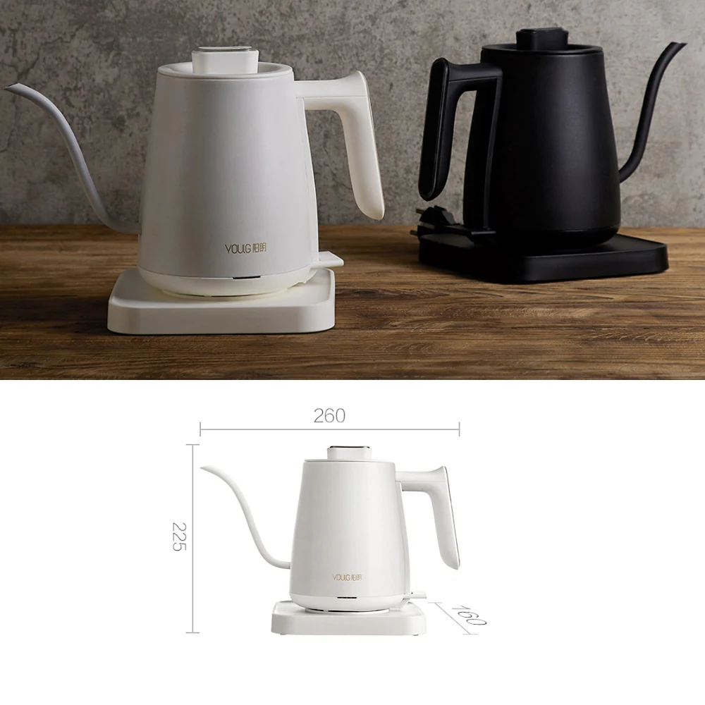 Xiaomi YOULG электрический чайник для кофе, кастрюля, мгновенный нагрев, контроль температуры, автоматическая защита от помех, проводной чайник 220 в