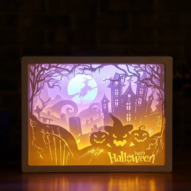 A 3D теневой светильник беспроводной ночной Светильник AA на батарейках бумажный изогнутый стоячий прикроватный атмосферный светильник Рождественский день рождения - Испускаемый цвет: A