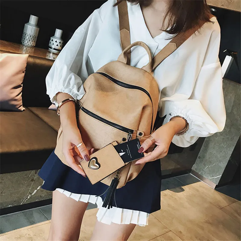 Beibaobao Простой Модный женский рюкзак для студентов сумка дорожная сумка Mochila с бахромой feminina bolso mujer рюкзак женский