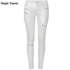 Low Waist Leather PU Pants Women Streetwear Fake Zippers White Cargo Pants Women Punk Push Up Plus Size Skinny Coated Jean Mujer ► Photo 1/6