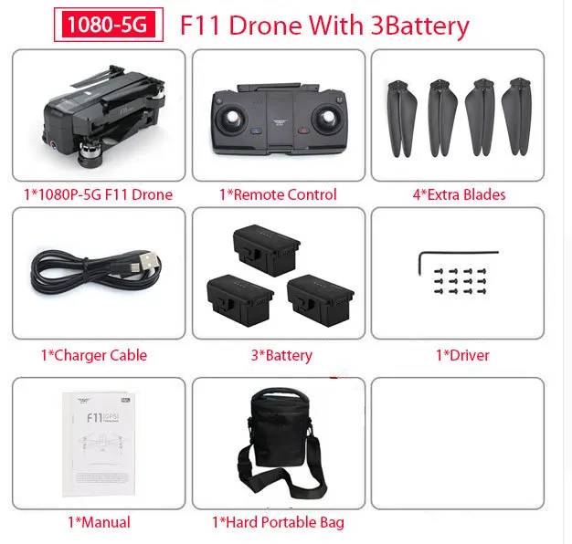 Дрон F11 Pro Дрон с GPS с Wifi Fpv 1080 p/2 k Hd камера F11 бесщеточный Квадрокоптер 25 минут время полета складной Дрон Vs Sg906 - Цвет: F11 3 battery bag