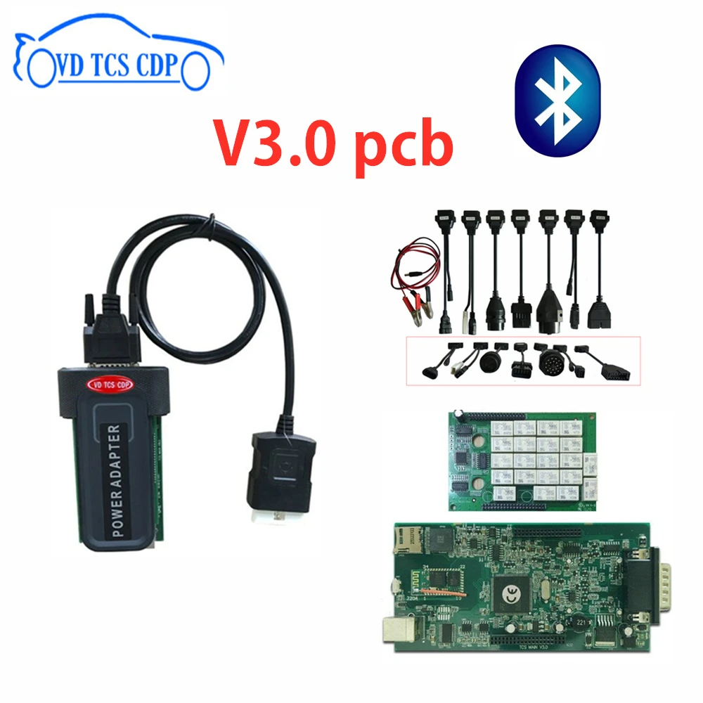 

2019 VD TCS CDP best V3.0 PCB bluetooth 2016.R0 with keygen diagnostic tool 8pcs car cables for delphis obd2 car truck scanner