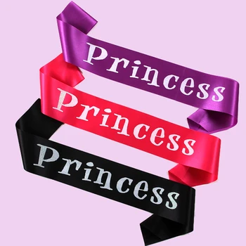 

2020 12pcs princess sash white printing 3 color ribbon for selection fun party events supplies favor girls dress accessories
