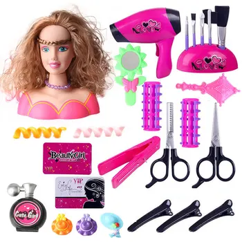 

25Pcs/Set Children Makeup Pretend Playset Styling Head Doll Hairstyle Toy With Hair Dryer Educational Toys Girls Toy Gift