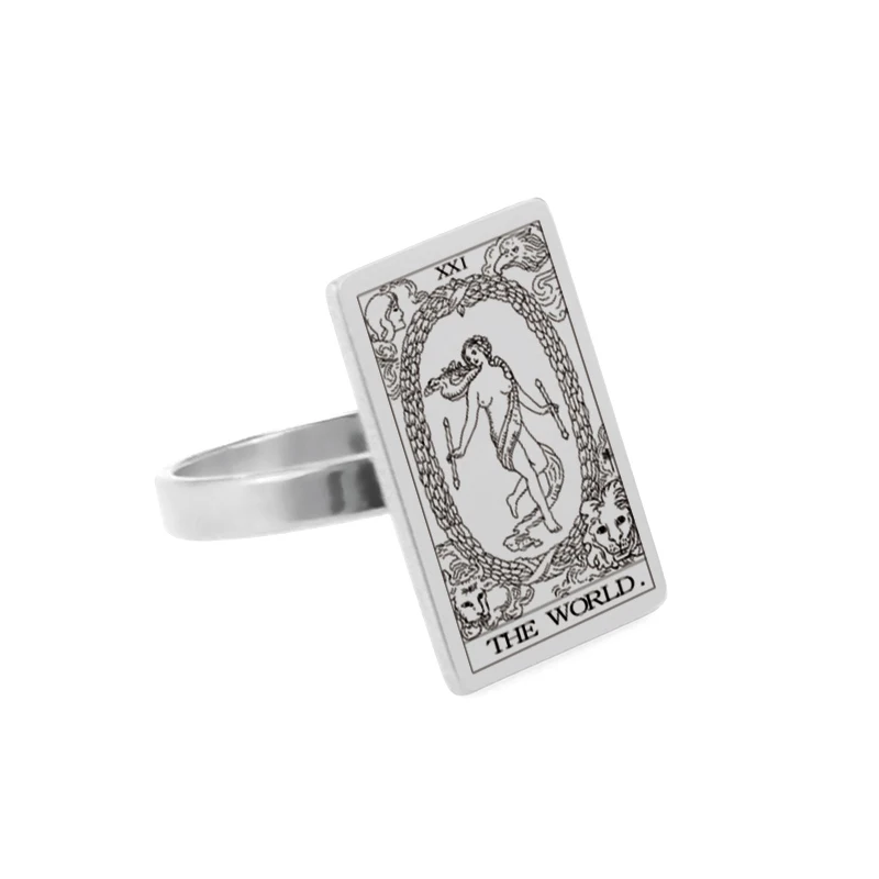 Dawapara Gold-Tone Tarot Card Stainless Steel Vintage Ring for Women - Major Arcana Inspired Jewelry
