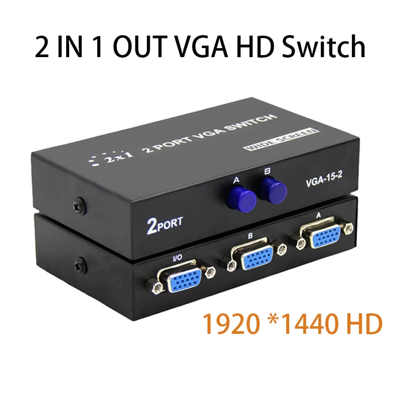 

1 IN 2 OUT VGA HD bidirectional switcher 1920*1440 @60Hz HD VGA Video Splitter Converter Adapter Box 2 Port for computer HDTV PC