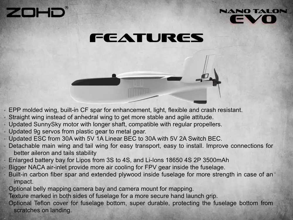 ZOHD Talon EVO 860 мм размах крыльев AIO V-Tail EPP FPV крыло RC самолет PNP/С FPV готов Лидер продаж
