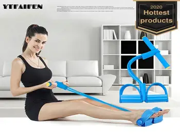 

Multifunctional Four-tube Tensioner Pedal Pedal Elastic Rope Leg Tension Rope Sit-ups Abdominal Fitness Body Exercises