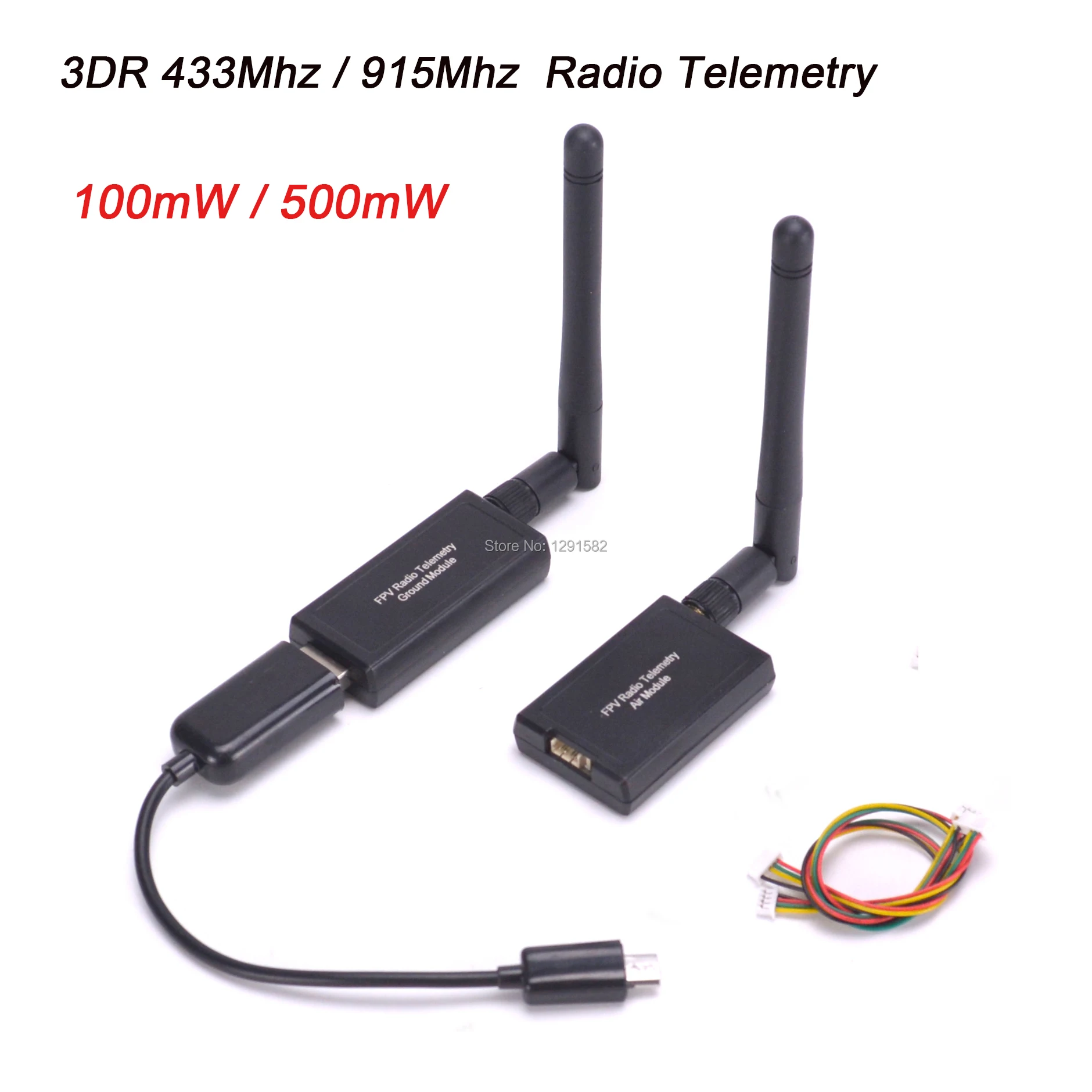 

3DR 433 433Mhz / 915Mhz 100mw 500mW Radio Telemetry Air and Ground Data Transmit Module with OTG cables for APM2.6 2.8 Pixhawk