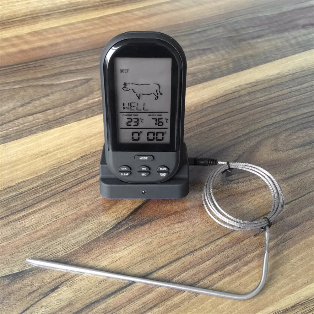 Черный Беспроводной цифровой ЖК-дисплей Дисплей термометр для барбекю Кухня барбекю цифровой термометр для мяса термометр для барбекю температурный инструмент