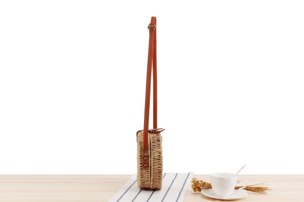 [BXX] Women's Single Shoulder Crossbody Bag All-match Summer Vintage Beach Package Straw Weaving Round Messenger Bag HG085