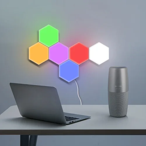 

Touch Control Colorful Creative Hexagonal Wall Light 6 Colors Set Christmas Lights