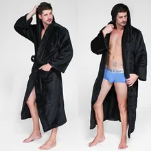 Wontive Весна Осень Роскошные фланелевые мужские пижамы большого размера кимоно Ночная рубашка Мужская Ночная рубашка Китайский коралловый флисовый Халат